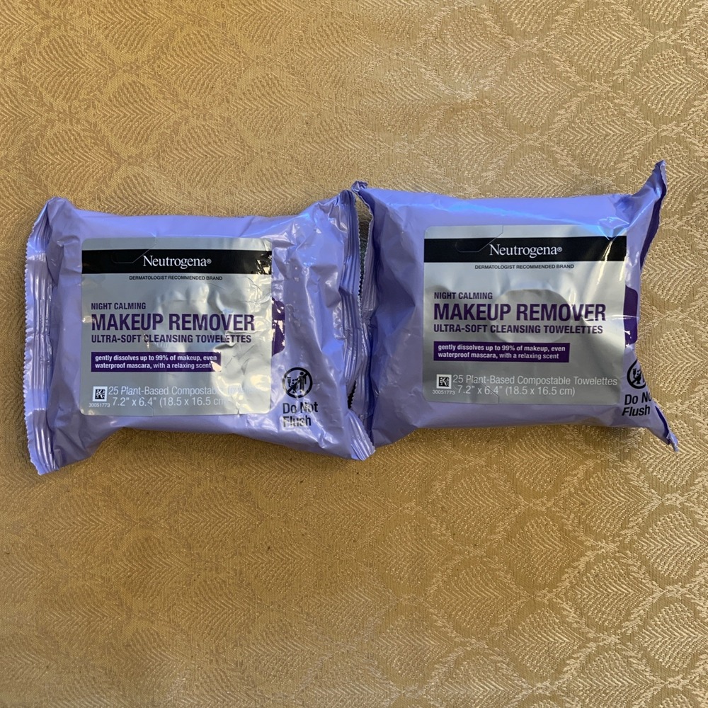 Neutrogena Night Calming Ultra-Soft Cleansing Makeup Remover 25 Wipes 2 Packs